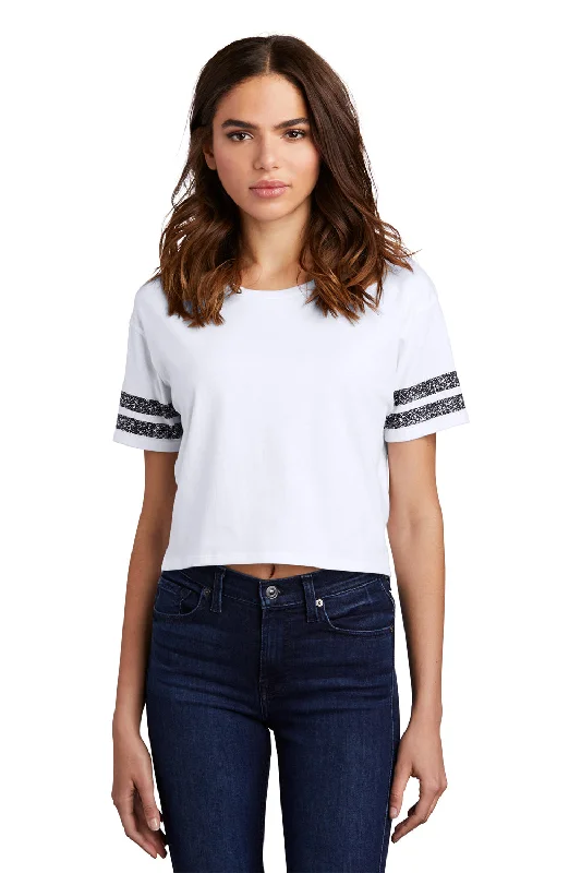 Women's T - shirt with a metallic - colored threadDistrict Womens Scorecard Crop Short Sleeve Crewneck T-Shirt - White/Black - Closeout Women's T - shirt with a metallic - colored threadDistrict Womens Scorecard Crop Short Sleeve Crewneck T-Shirt - White/Black - Closeout