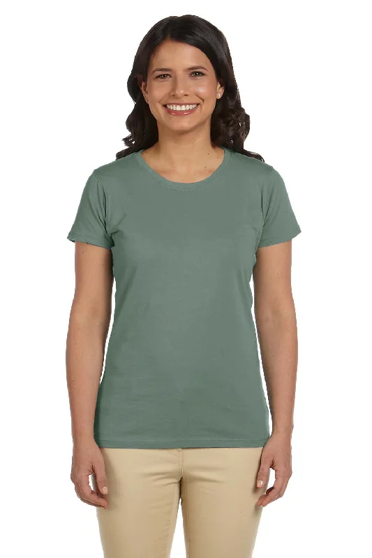 Women's lightweight linen T - shirt for warm weatherEconscious Womens Heather Sueded Short Sleeve Crewneck T-Shirt - Blue Sage Women's lightweight linen T - shirt for warm weatherEconscious Womens Heather Sueded Short Sleeve Crewneck T-Shirt - Blue Sage