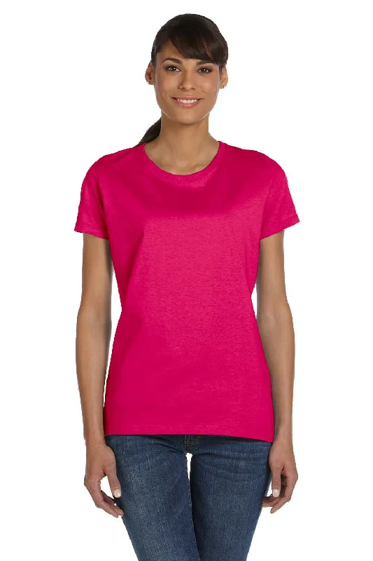 Women's T - shirt with a patchwork designFruit Of The Loom Womens HD Jersey Short Sleeve Crewneck T-Shirt - Cyber Pink Women's T - shirt with a patchwork designFruit Of The Loom Womens HD Jersey Short Sleeve Crewneck T-Shirt - Cyber Pink