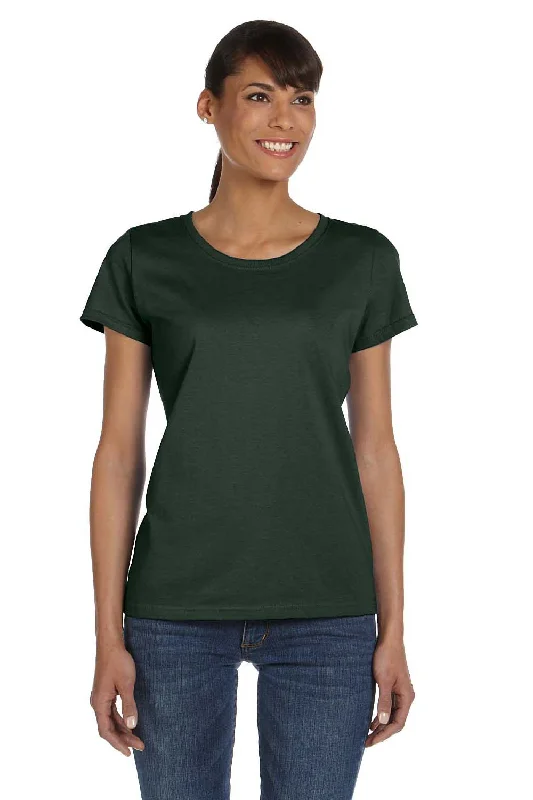Ruffled women's T - shirt for a feminine touchFruit Of The Loom Womens HD Jersey Short Sleeve Crewneck T-Shirt - Forest Green Ruffled women's T - shirt for a feminine touchFruit Of The Loom Womens HD Jersey Short Sleeve Crewneck T-Shirt - Forest Green