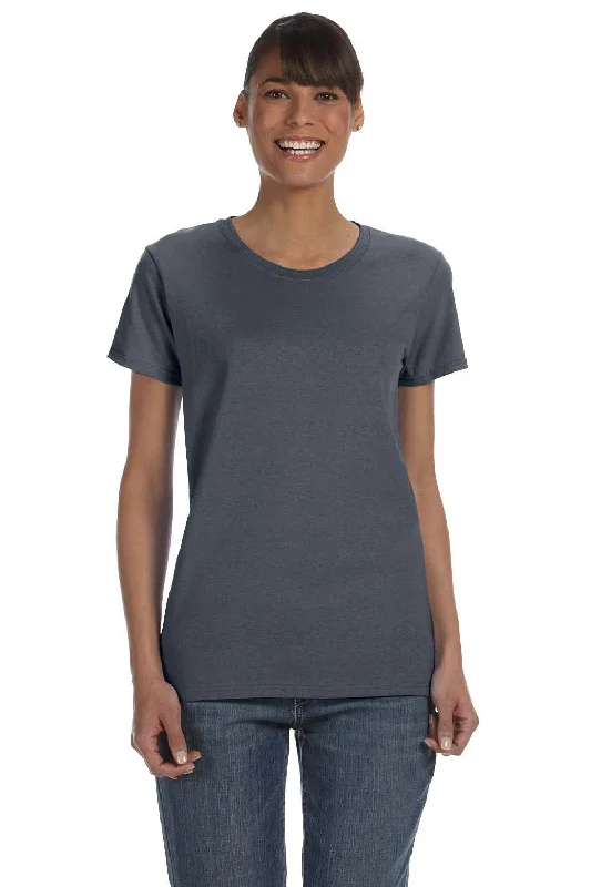 Women's off - the - shoulder T - shirt for a flirty lookGildan Womens Short Sleeve Crewneck T-Shirt - Heather Dark Grey Women's off - the - shoulder T - shirt for a flirty lookGildan Womens Short Sleeve Crewneck T-Shirt - Heather Dark Grey