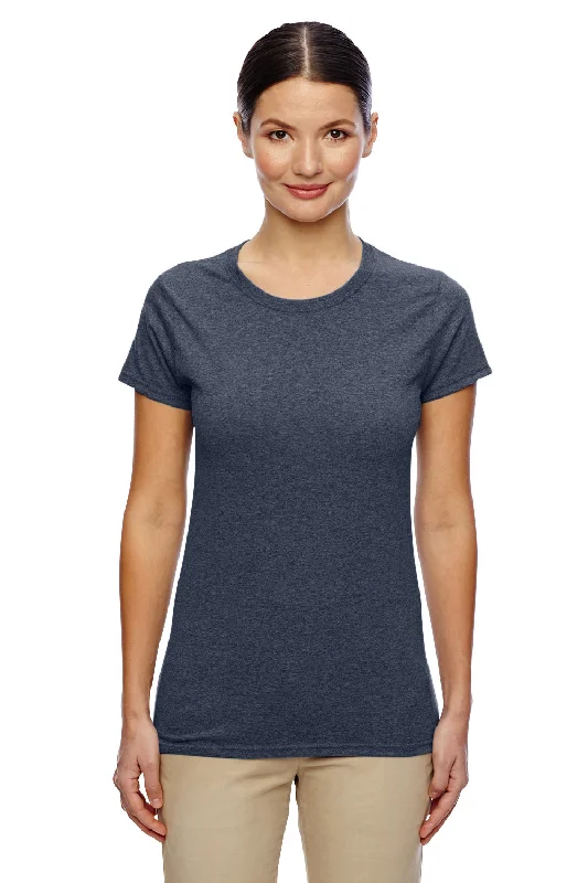 Longline women's T - shirt for a more covered - up styleGildan Womens Short Sleeve Crewneck T-Shirt - Heather Navy Blue Longline women's T - shirt for a more covered - up styleGildan Womens Short Sleeve Crewneck T-Shirt - Heather Navy Blue