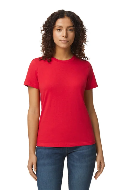 Women's T - shirt with a ruffled collarGildan Womens Softstyle Short Sleeve Crewneck T-Shirt - Red Women's T - shirt with a ruffled collarGildan Womens Softstyle Short Sleeve Crewneck T-Shirt - Red