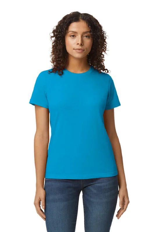 Striped women's T - shirt with a vertical patternGildan Womens Softstyle Short Sleeve Crewneck T-Shirt - Sapphire Blue Striped women's T - shirt with a vertical patternGildan Womens Softstyle Short Sleeve Crewneck T-Shirt - Sapphire Blue