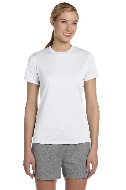 Women's cotton blend T - shirt with a soft feelHanes Womens Cool DRI FreshIQ Moisture Wicking Short Sleeve Crewneck T-Shirt - White Women's cotton blend T - shirt with a soft feelHanes Womens Cool DRI FreshIQ Moisture Wicking Short Sleeve Crewneck T-Shirt - White