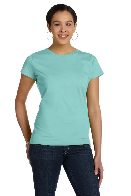 Long - sleeved women's T - shirt with a balloon - sleeve designLAT Womens Fine Jersey Short Sleeve Crewneck T-Shirt - Chill Blue