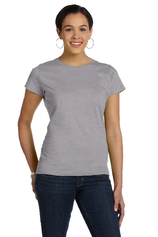 Plus size women's V - neck T - shirt for a flattering lookLAT Womens Fine Jersey Short Sleeve Crewneck T-Shirt - Heather Grey
