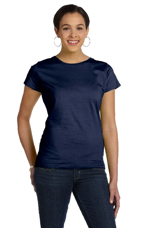 Women's T - shirt with a fringed hem and a tassel - trimmed pocketLAT Womens Fine Jersey Short Sleeve Crewneck T-Shirt - Navy Blue Women's T - shirt with a fringed hem and a tassel - trimmed pocketLAT Womens Fine Jersey Short Sleeve Crewneck T-Shirt - Navy Blue