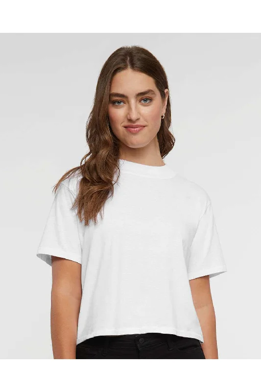 Women's T - shirt with a dropped shoulder for a relaxed fitLAT Womens Boxy Short Sleeve Crewneck T-Shirt - Blended White - NEW Women's T - shirt with a dropped shoulder for a relaxed fitLAT Womens Boxy Short Sleeve Crewneck T-Shirt - Blended White - NEW
