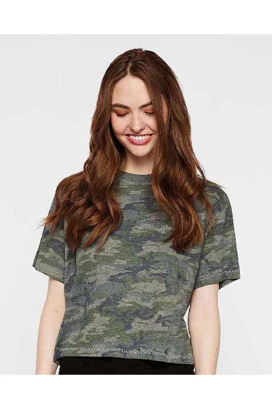 Button - up women's T - shirt in a pastel colorLAT Womens Boxy Short Sleeve Crewneck T-Shirt - Vintage Camo - NEW Button - up women's T - shirt in a pastel colorLAT Womens Boxy Short Sleeve Crewneck T-Shirt - Vintage Camo - NEW