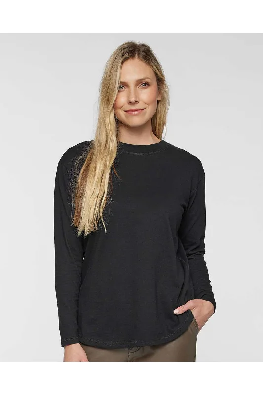 A - line women's T - shirt dress for a feminine silhouetteLAT Womens Fine Jersey Long Sleeve Crewneck T-Shirt - Black - NEW A - line women's T - shirt dress for a feminine silhouetteLAT Womens Fine Jersey Long Sleeve Crewneck T-Shirt - Black - NEW