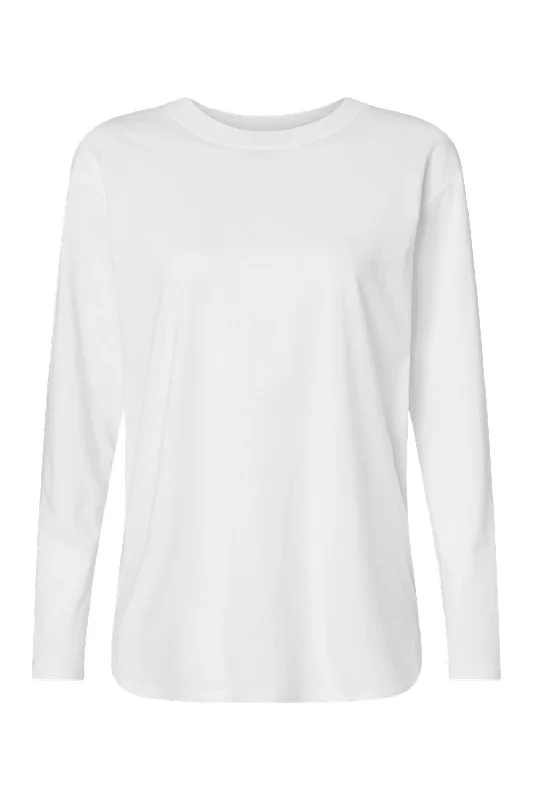 Metallic - threaded women's T - shirt for a touch of glamourLAT Womens Fine Jersey Long Sleeve Crewneck T-Shirt - White - NEW Metallic - threaded women's T - shirt for a touch of glamourLAT Womens Fine Jersey Long Sleeve Crewneck T-Shirt - White - NEW