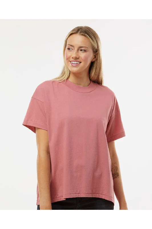 Color - blocked women's T - shirt for a bold statementLAT Womens Hi-Lo Short Sleeve Crewneck T-Shirt - Mauvelous Pink - NEW Color - blocked women's T - shirt for a bold statementLAT Womens Hi-Lo Short Sleeve Crewneck T-Shirt - Mauvelous Pink - NEW