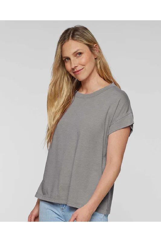 Open - front women's T - shirt for a versatile lookLAT Womens Relaxed Vintage Wash Short Sleeve Crewneck T-Shirt - Grey - NEW Open - front women's T - shirt for a versatile lookLAT Womens Relaxed Vintage Wash Short Sleeve Crewneck T-Shirt - Grey - NEW