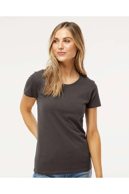 Ruffled women's T - shirt for a feminine touchM&O Womens Gold Soft Touch Short Sleeve Crewneck T-Shirt - Charcoal Grey - NEW Ruffled women's T - shirt for a feminine touchM&O Womens Gold Soft Touch Short Sleeve Crewneck T-Shirt - Charcoal Grey - NEW