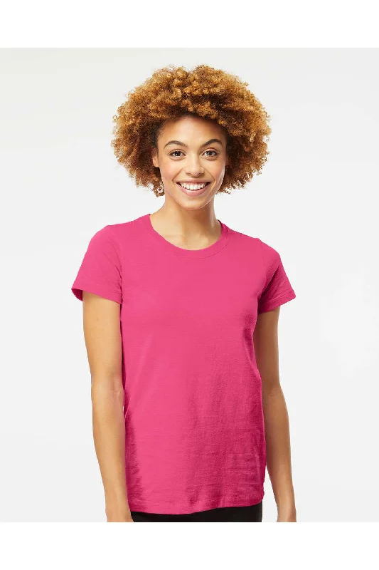 Striped women's T - shirt in bright colorsM&O Womens Gold Soft Touch Short Sleeve Crewneck T-Shirt - Heliconia Pink - NEW Striped women's T - shirt in bright colorsM&O Womens Gold Soft Touch Short Sleeve Crewneck T-Shirt - Heliconia Pink - NEW