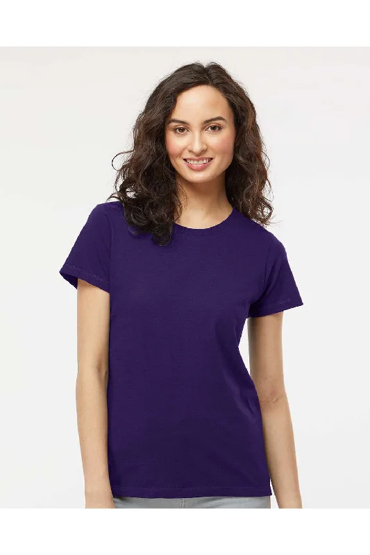 Women's off - the - shoulder T - shirt for a flirty lookM&O Womens Gold Soft Touch Short Sleeve Crewneck T-Shirt - Purple - NEW Women's off - the - shoulder T - shirt for a flirty lookM&O Womens Gold Soft Touch Short Sleeve Crewneck T-Shirt - Purple - NEW