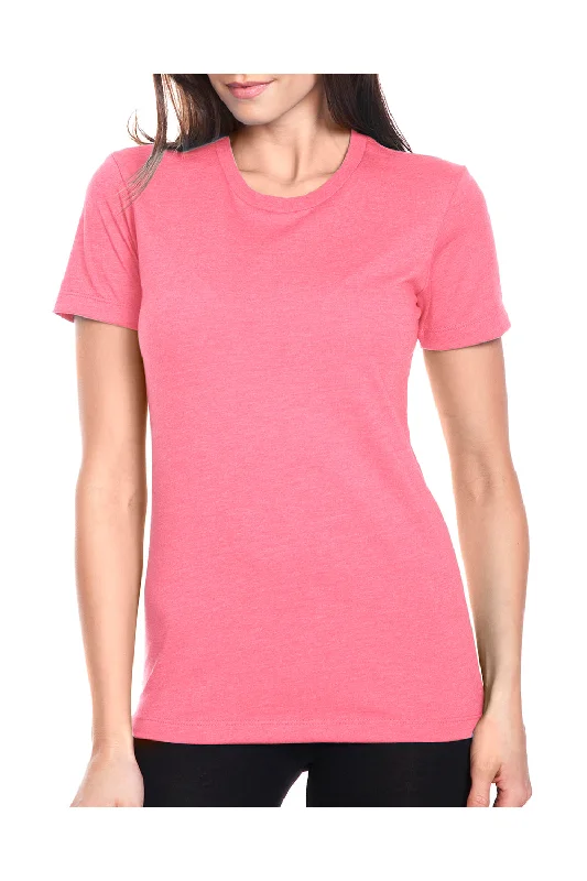 Open - work women's T - shirt with a scalloped hemNext Level Womens CVC Jersey Short Sleeve Crewneck T-Shirt - Hot Pink Open - work women's T - shirt with a scalloped hemNext Level Womens CVC Jersey Short Sleeve Crewneck T-Shirt - Hot Pink