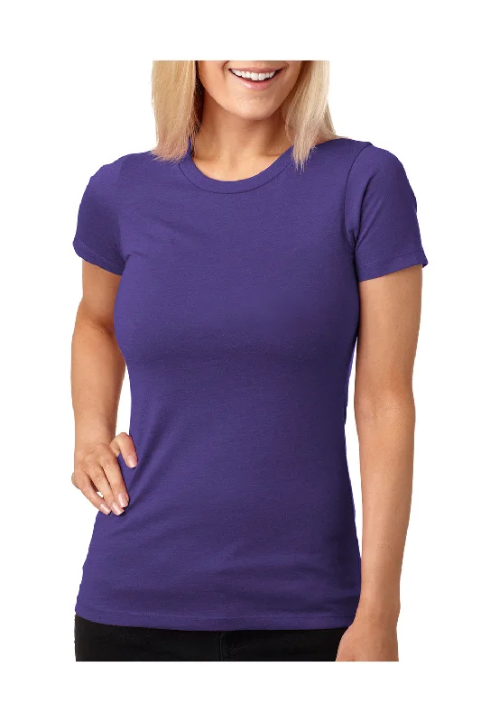 Long - length women's T - shirt with a hood and a drawstringNext Level Womens CVC Jersey Short Sleeve Crewneck T-Shirt - Purple Rush