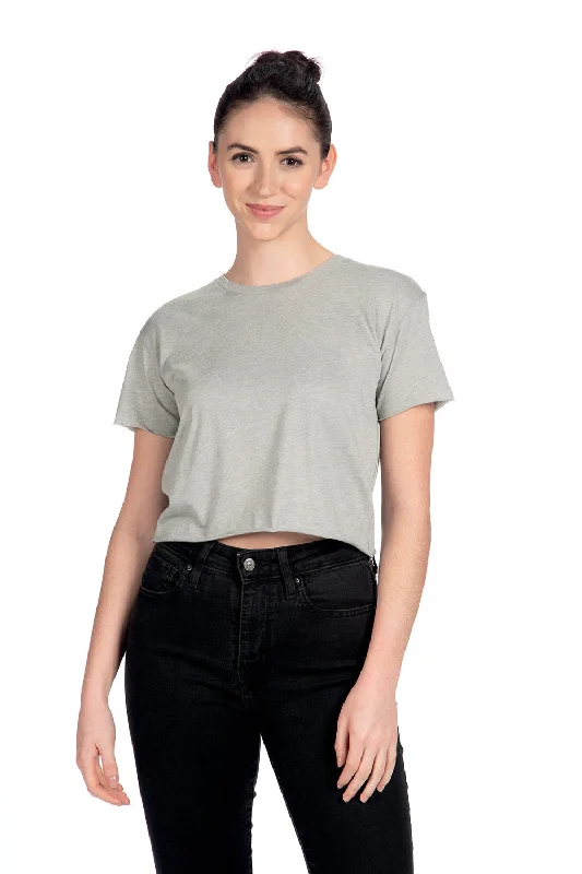 Fuzzy women's T - shirt with a fur - like textureNext Level Womens Festival Cali Crop Short Sleeve Crewneck T-Shirt - Heather Grey