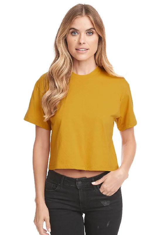Women's T - shirt with a ribbed cuffs and hemNext Level Womens Ideal Crop Short Sleeve Crewneck T-Shirt - Antique Gold Women's T - shirt with a ribbed cuffs and hemNext Level Womens Ideal Crop Short Sleeve Crewneck T-Shirt - Antique Gold