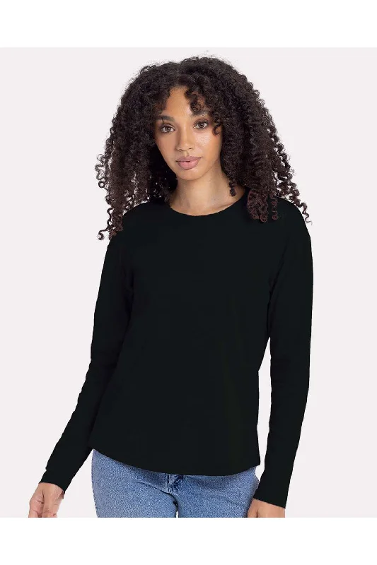 Cropped women's T - shirt to pair with high - waisted skirtsNext Level Womens Relaxed Long Sleeve Crewneck T-Shirt - Black - NEW Cropped women's T - shirt to pair with high - waisted skirtsNext Level Womens Relaxed Long Sleeve Crewneck T-Shirt - Black - NEW