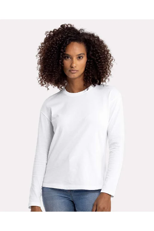 Plus size women's V - neck T - shirt for a flattering lookNext Level Womens Relaxed Long Sleeve Crewneck T-Shirt - White - NEW Plus size women's V - neck T - shirt for a flattering lookNext Level Womens Relaxed Long Sleeve Crewneck T-Shirt - White - NEW