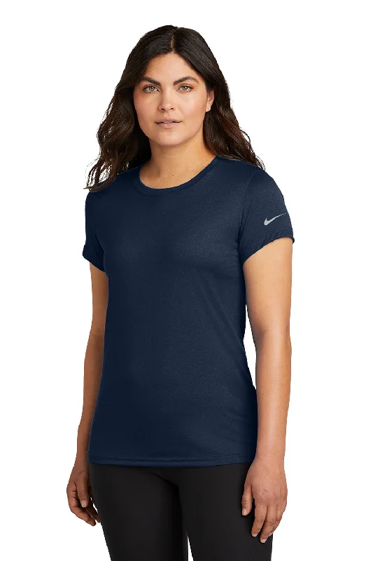 Striped women's T - shirt in bright colorsNike Womens rLegend Dri-Fit Moisture Wicking Short Sleeve Crewneck T-Shirt - College Navy Blue Striped women's T - shirt in bright colorsNike Womens rLegend Dri-Fit Moisture Wicking Short Sleeve Crewneck T-Shirt - College Navy Blue