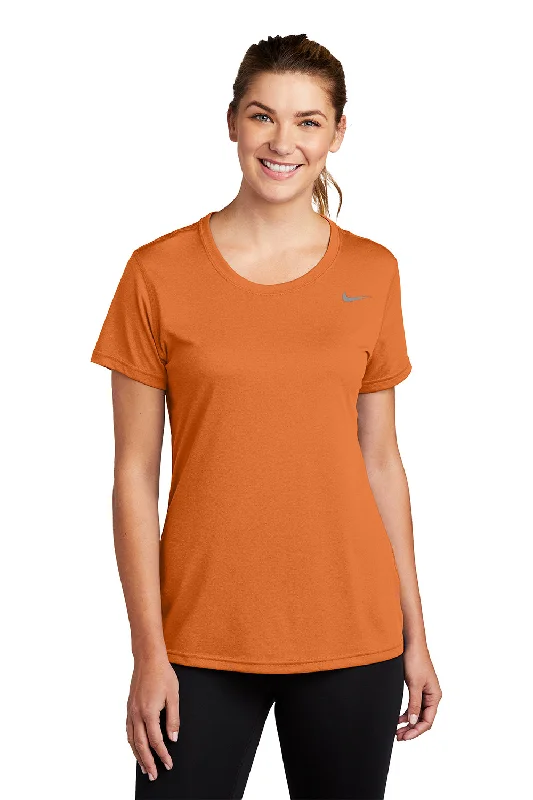 Mock neck women's T - shirt for a modern twistNike Womens Team rLegend Dri-Fit Moisture Wicking Short Sleeve Crewneck T-Shirt - Desert Orange Mock neck women's T - shirt for a modern twistNike Womens Team rLegend Dri-Fit Moisture Wicking Short Sleeve Crewneck T-Shirt - Desert Orange