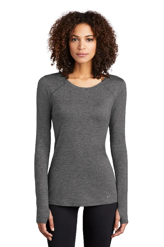 Printed women's T - shirt with a retro - inspired patternOgio Womens Endurance Force Moisture Wicking Long Sleeve Crewneck T-Shirt - Heather Gear Grey Printed women's T - shirt with a retro - inspired patternOgio Womens Endurance Force Moisture Wicking Long Sleeve Crewneck T-Shirt - Heather Gear Grey