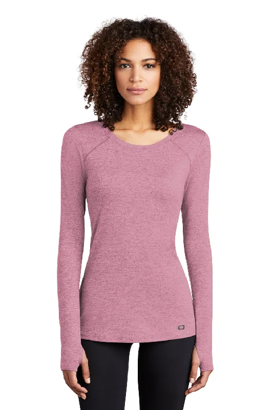 Women's T - shirt with a ribbed cuffs and hemOgio Womens Endurance Force Moisture Wicking Long Sleeve Crewneck T-Shirt - Heather Lilac Pink Women's T - shirt with a ribbed cuffs and hemOgio Womens Endurance Force Moisture Wicking Long Sleeve Crewneck T-Shirt - Heather Lilac Pink
