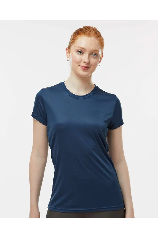 Women's T - shirt with a fringed hem and a tassel - trimmed pocketParagon Womens Islander Performance Moisture Wicking Short Sleeve Crewneck T-Shirt - Navy Blue - NEW Women's T - shirt with a fringed hem and a tassel - trimmed pocketParagon Womens Islander Performance Moisture Wicking Short Sleeve Crewneck T-Shirt - Navy Blue - NEW