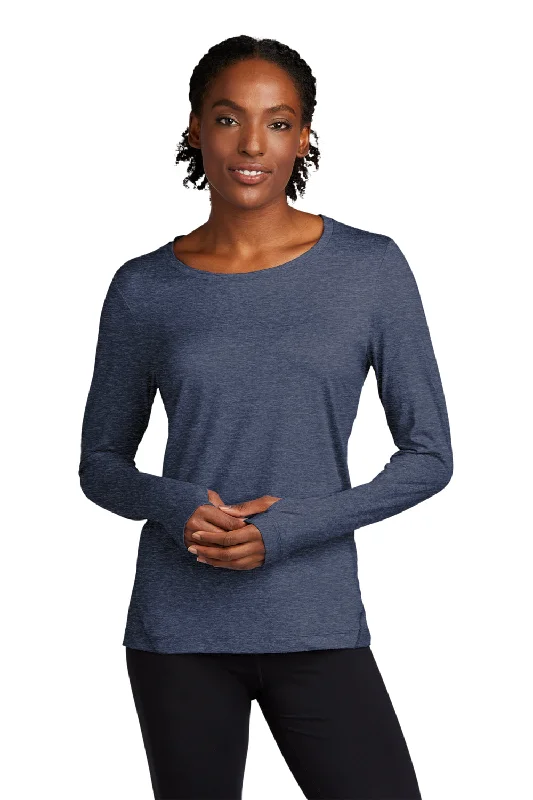 Women's T - shirt with a burnout patternSport-Tek Womens Exchange 1.5 Long Sleeve Crewneck T-Shirt - Heather Dark Denim Blue Women's T - shirt with a burnout patternSport-Tek Womens Exchange 1.5 Long Sleeve Crewneck T-Shirt - Heather Dark Denim Blue