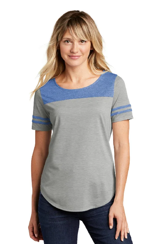 Sheer - sleeved women's T - shirt for an alluring lookSport-Tek Womens Fan Moisture Wicking Short Sleeve Crewneck T-Shirt - Heather Light Grey/Heather True Royal Blue Sheer - sleeved women's T - shirt for an alluring lookSport-Tek Womens Fan Moisture Wicking Short Sleeve Crewneck T-Shirt - Heather Light Grey/Heather True Royal Blue
