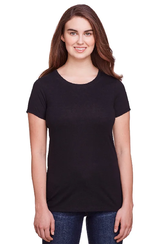 Women's T - shirt with a flapped pocket and a zip - up closureThreadfast Apparel Womens Short Sleeve Crewneck T-Shirt - Solid Black