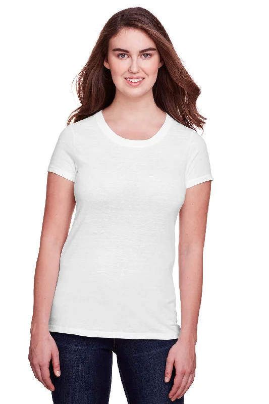 A - line women's T - shirt with a tiered ruffleThreadfast Apparel Womens Short Sleeve Crewneck T-Shirt - Solid White