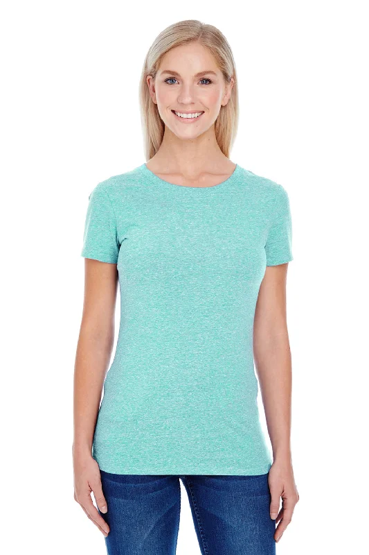Cropped women's T - shirt with a pom - pom trimThreadfast Apparel Womens Short Sleeve Crewneck T-Shirt - Mint Cropped women's T - shirt with a pom - pom trimThreadfast Apparel Womens Short Sleeve Crewneck T-Shirt - Mint