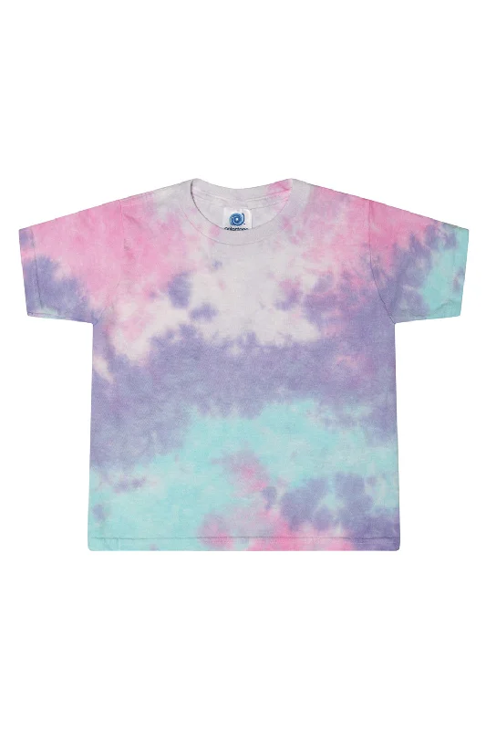 Women's T - shirt with a cropped and fitted bodice and a flared skirtTie-Dye Womens Cropped Short Sleeve Crewneck T-Shirt - Cotton Candy Women's T - shirt with a cropped and fitted bodice and a flared skirtTie-Dye Womens Cropped Short Sleeve Crewneck T-Shirt - Cotton Candy