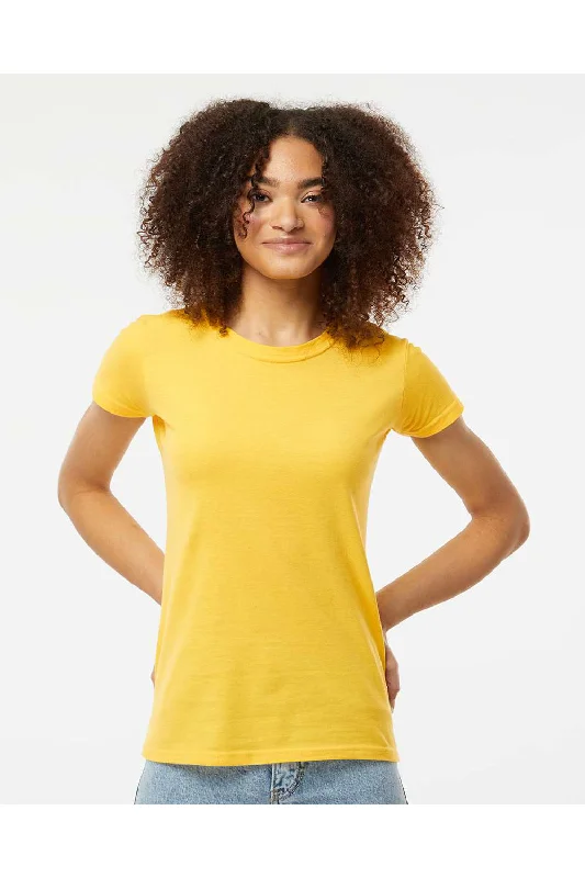 Printed women's T - shirt with a watercolor - inspired patternTultex Womens Fine Jersey Slim Fit Short Sleeve Crewneck T-Shirt - Sunshine Yellow - NEW