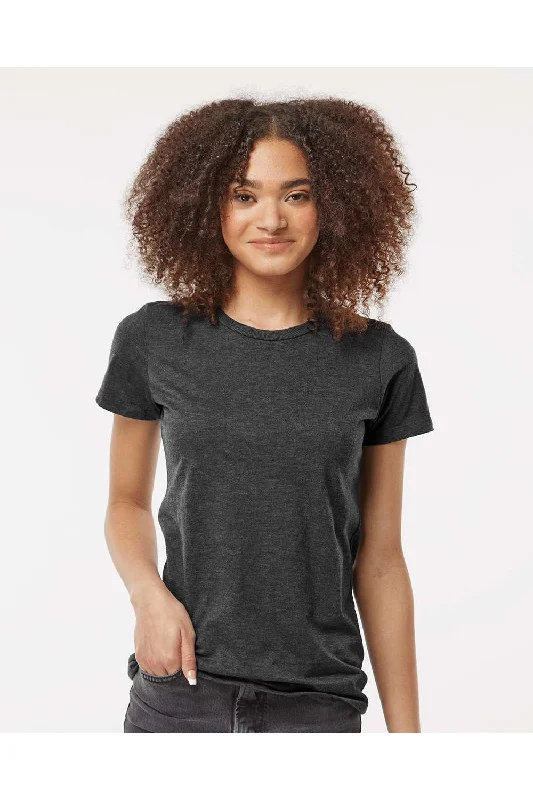 Floral - embroidered women's T - shirtTultex Womens Premium Short Sleeve Crewneck T-Shirt - Heather Black - NEW Floral - embroidered women's T - shirtTultex Womens Premium Short Sleeve Crewneck T-Shirt - Heather Black - NEW