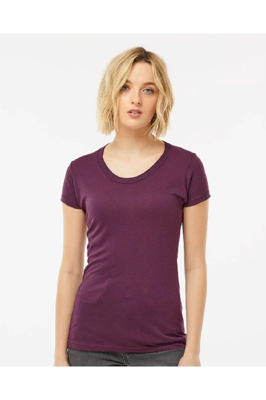 Women's T - shirt with a ruffled collarTultex Womens Short Sleeve Crewneck T-Shirt - Berry - NEW Women's T - shirt with a ruffled collarTultex Womens Short Sleeve Crewneck T-Shirt - Berry - NEW