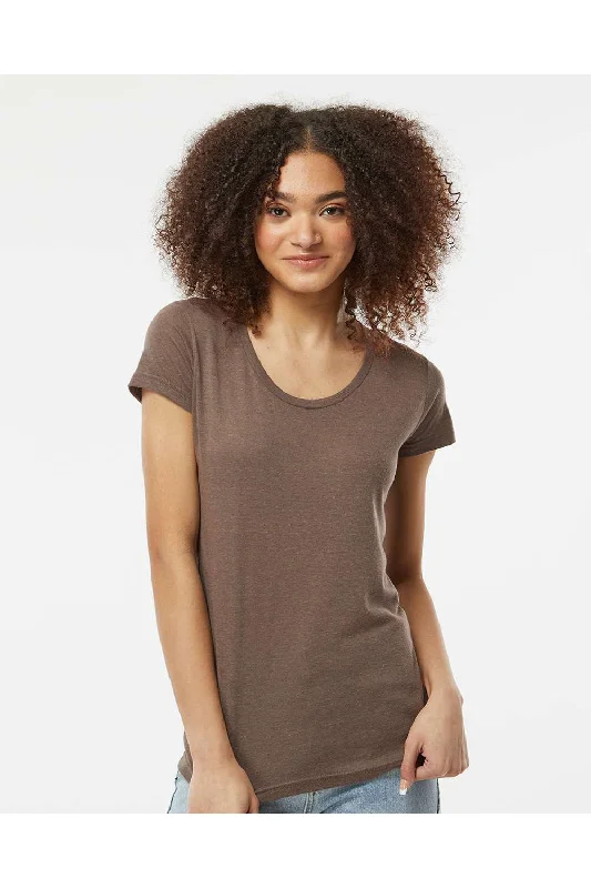 Cropped women's T - shirt with a ruffled hemTultex Womens Short Sleeve Crewneck T-Shirt - Mocha Brown - NEW Cropped women's T - shirt with a ruffled hemTultex Womens Short Sleeve Crewneck T-Shirt - Mocha Brown - NEW
