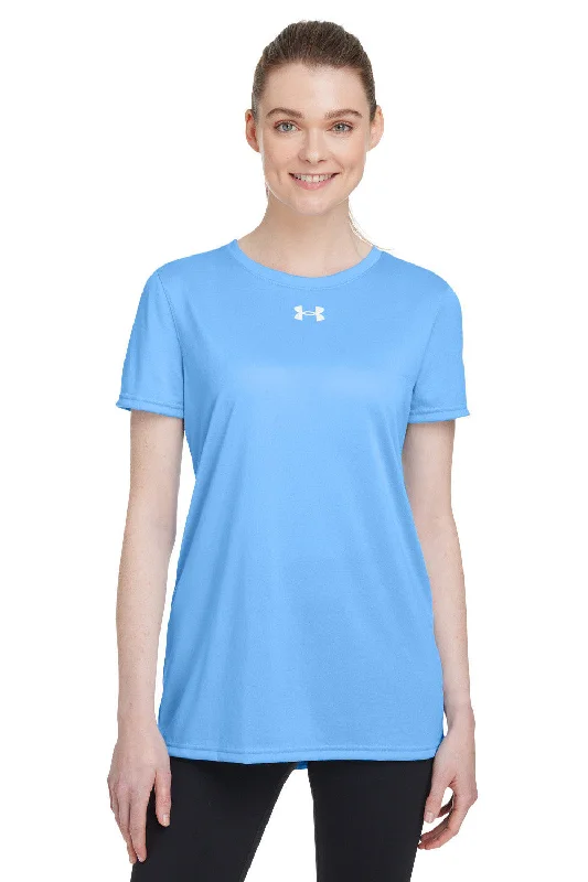 A - line women's T - shirt with a tiered ruffleUnder Armour Womens Team Tech Moisture Wicking Short Sleeve Crewneck T-Shirt - Carolina Blue A - line women's T - shirt with a tiered ruffleUnder Armour Womens Team Tech Moisture Wicking Short Sleeve Crewneck T-Shirt - Carolina Blue