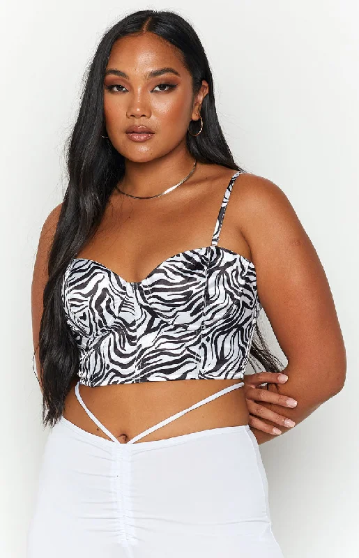 "A - line dresses for women to flatter the figure"Amalie Black Print Corset Top