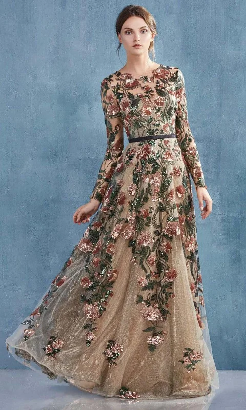 "Black tie dresses for women for formal galas"Andrea and Leo - A0926 Floral Sequined A-Line Gown "Black tie dresses for women for formal galas"Andrea and Leo - A0926 Floral Sequined A-Line Gown