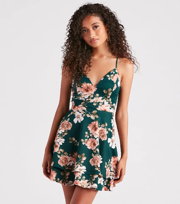 "Wrap dresses for women for an adjustable fit"Blossom With Beauty Floral Skater Dress "Wrap dresses for women for an adjustable fit"Blossom With Beauty Floral Skater Dress