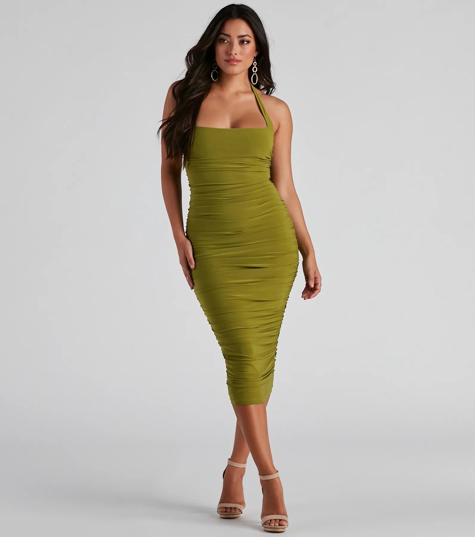 "White dresses for women for a fresh and clean look"Celeste Sleeveless Halter Midi Dress "White dresses for women for a fresh and clean look"Celeste Sleeveless Halter Midi Dress