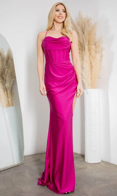 "Smart casual dresses for women for work - to - weekend transitions"Cinderella Couture 8035J - Cowl Neck Corset Prom Gown