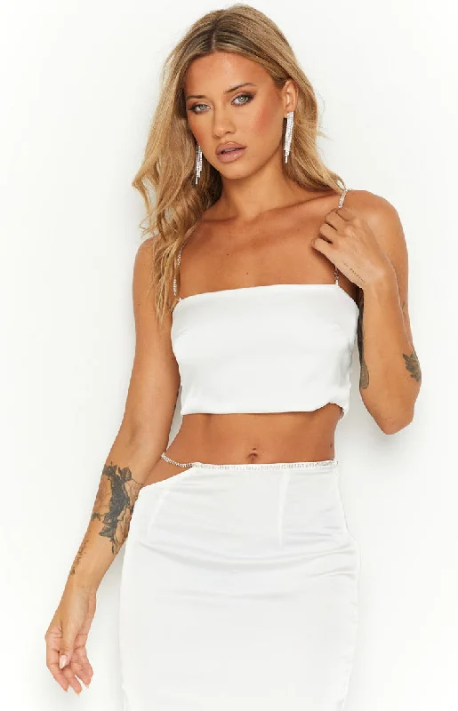 "Elegant wedding guest dresses for women under $100"Confetti White Crop Top