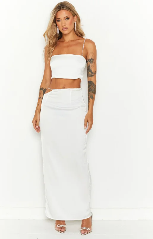 "Sleeveless dresses for women during hot summer days"Confetti White Midi Skirt